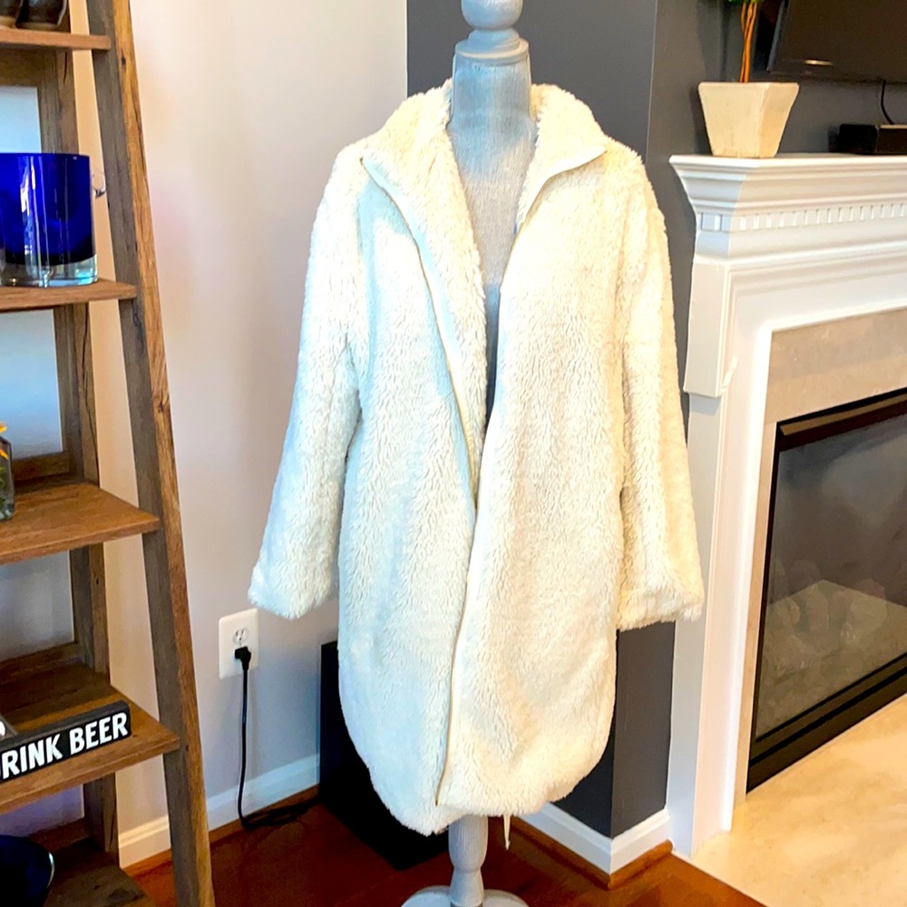 3/4 length fuzzy coat.